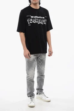 T-Shirt Skater Fit con Stampa a Contrasto></noscript>Dsquared2 Clearance
