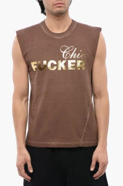 T-shirt Smanicata FUCKER Con Stampa Effetto Metallizzato>Dsquared2 Sale