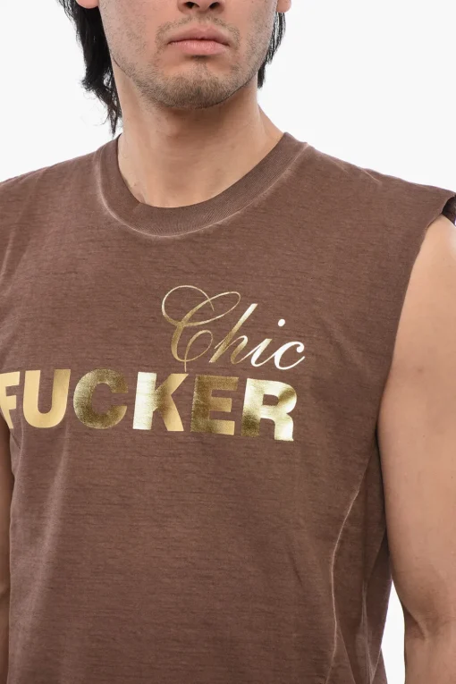 T-shirt Smanicata FUCKER Con Stampa Effetto Metallizzato>Dsquared2 Sale