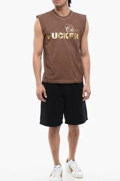 T-shirt Smanicata FUCKER Con Stampa Effetto Metallizzato></noscript>Dsquared2 Sale