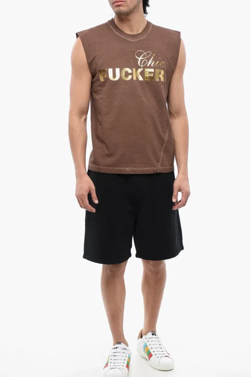 T-shirt Smanicata FUCKER Con Stampa Effetto Metallizzato>Dsquared2 Sale