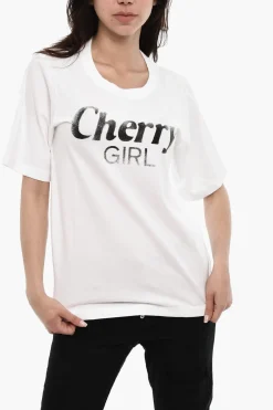 Discount T-shirt Stampata CHERRY Girocollo Donna T-Shirts E Tops