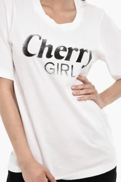 Discount T-shirt Stampata CHERRY Girocollo Donna T-Shirts E Tops