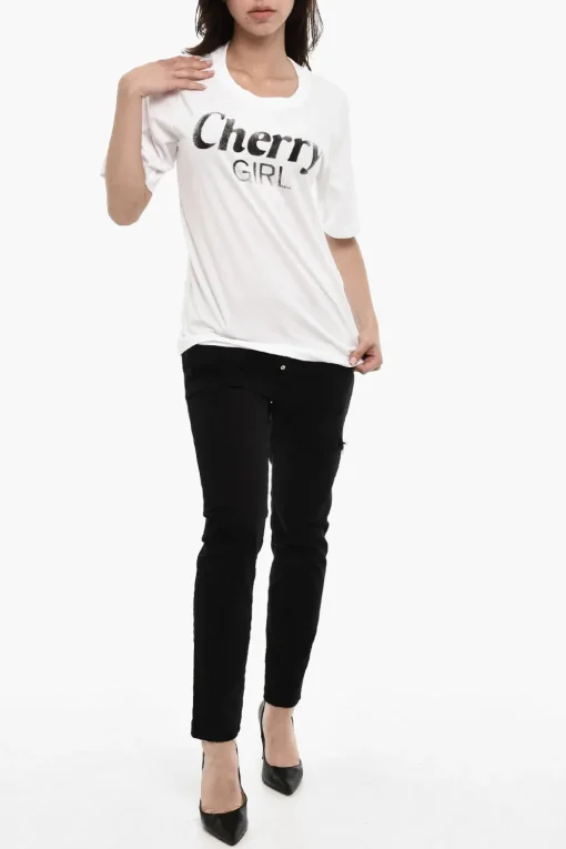 Discount T-shirt Stampata CHERRY Girocollo Donna T-Shirts E Tops