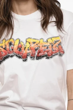 T-shirt Stampata GRAFFITI A Maniche Corte></noscript>Dsquared2 Online