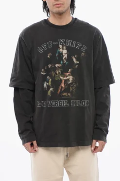 T-shirt Stampata MARY Doppio Strato A Maniche Lunghe>Off-White Hot