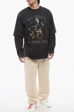 T-shirt Stampata MARY Doppio Strato A Maniche Lunghe></noscript>Off-White Hot