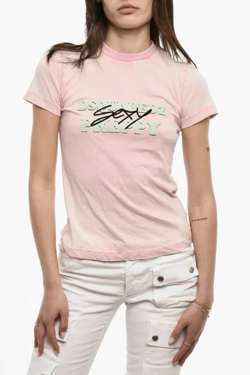 T-shirt Stampata SEXY PREPPY Acid Wash>Dsquared2 Clearance