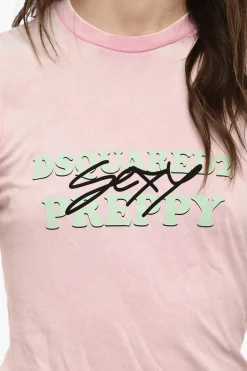 T-shirt Stampata SEXY PREPPY Acid Wash></noscript>Dsquared2 Clearance