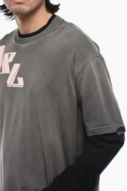 T-Shirt T-WASY A Doppio Stato con Effetto Distressed>Diesel Fashion