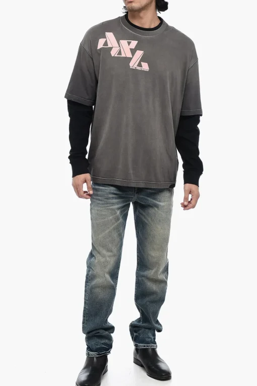 T-Shirt T-WASY A Doppio Stato con Effetto Distressed>Diesel Fashion