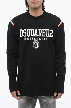 T-Shirt Varsity con Stampa a Contrasto>Dsquared2 Sale