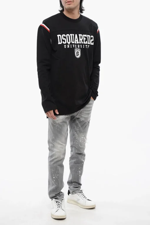 T-Shirt Varsity con Stampa a Contrasto>Dsquared2 Sale