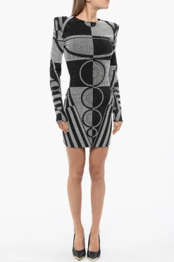 Tubino in Cristalli con Motivo Geometrico>Balmain New