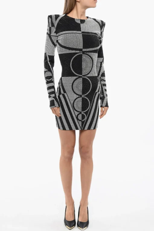 Tubino in Cristalli con Motivo Geometrico>Balmain New