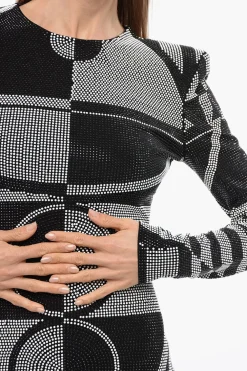 Tubino in Cristalli con Motivo Geometrico></noscript>Balmain New