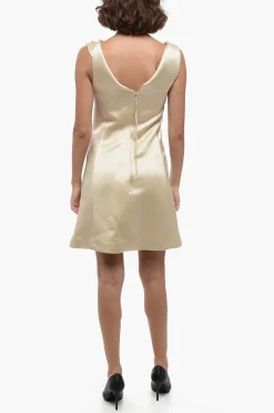 New Tubino in Satin con Spacchi Laterali e Sottoveste Interna Donna Vestiti