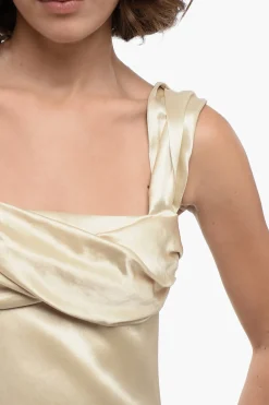 New Tubino in Satin con Spacchi Laterali e Sottoveste Interna Donna Vestiti