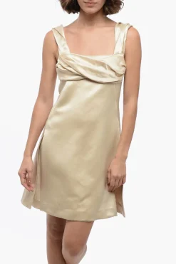 New Tubino in Satin con Spacchi Laterali e Sottoveste Interna Donna Vestiti