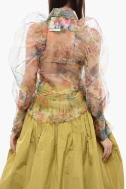 Online TULLE Blusa Sheer DAY DREAMING con Maniche a Sbuffo Donna Camicie