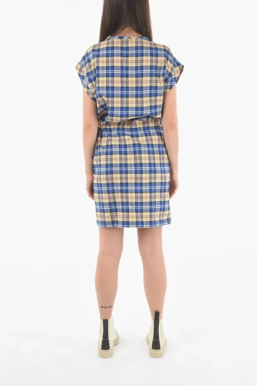 Discount Tunica a Quadri Tartan con Elastico in Vita e Taschino A Toppa Donna Vestiti