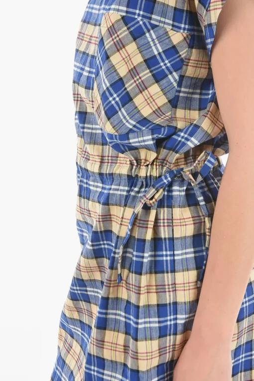 Discount Tunica a Quadri Tartan con Elastico in Vita e Taschino A Toppa Donna Vestiti