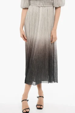 New Tunica Metallizzata con Scollo a V e con Cintura Donna Vestiti