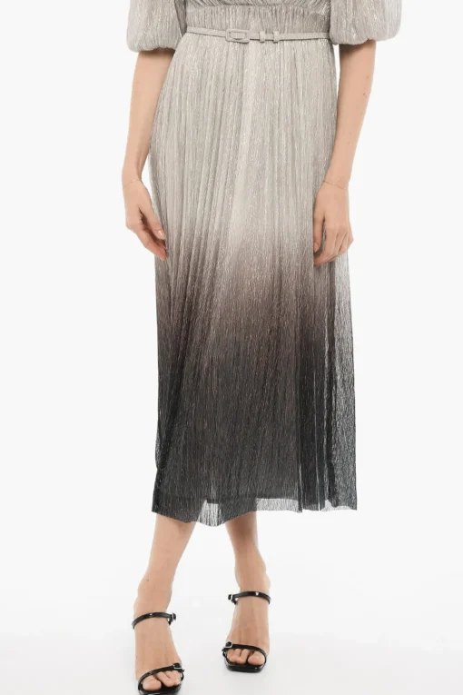 New Tunica Metallizzata con Scollo a V e con Cintura Donna Vestiti