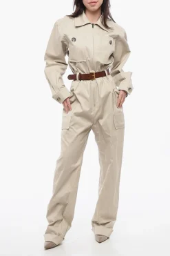 Best Tuta in Twill di Cotone con Cintura in Pelle Donna Pantaloni