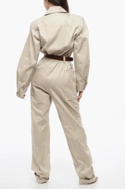 Best Tuta in Twill di Cotone con Cintura in Pelle Donna Pantaloni