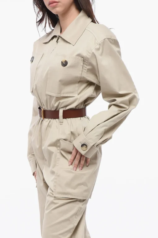 Best Tuta in Twill di Cotone con Cintura in Pelle Donna Pantaloni