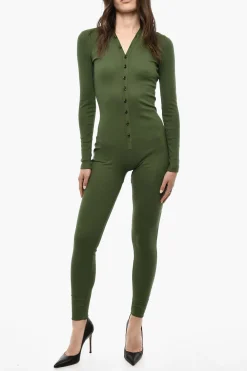 Hot UNDERWEAR Pigiama Jumpsuit Con Bottoni Donna Intimo