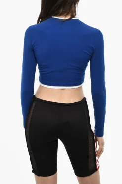 Hot UNDERWEAR Top Pigiama Cropped A Maniche Lunghe Con Stampa Logo Donna Intimo
