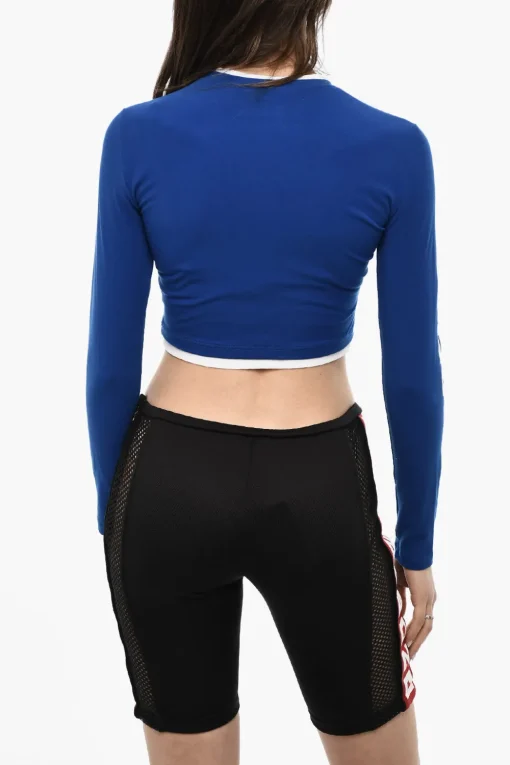 Hot UNDERWEAR Top Pigiama Cropped A Maniche Lunghe Con Stampa Logo Donna Intimo