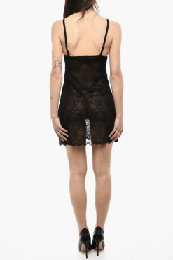 Fashion UNDERWEAR Vestito Slip In Pizzo Ricamato Donna Intimo