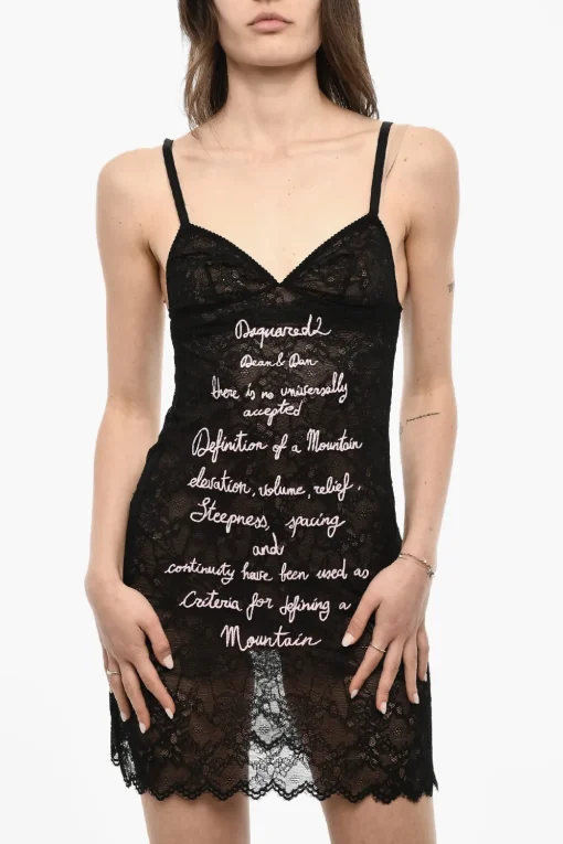 Fashion UNDERWEAR Vestito Slip In Pizzo Ricamato Donna Intimo