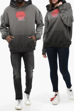 UNISEX Felpa Hoodie S-BOXT-HOOD-N10 in Cotone Garzato con Dettaglio D-Heart>Diesel Hot