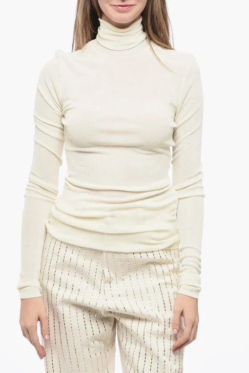 Online UNISEX Top a Coste Semi trasparente Donna Maglieria|Maglieria