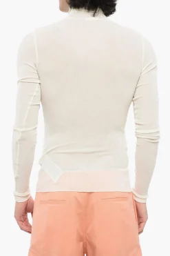 Online UNISEX Top a Coste Semi trasparente Donna Maglieria|Maglieria