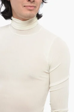 Online UNISEX Top a Coste Semi trasparente Donna Maglieria|Maglieria