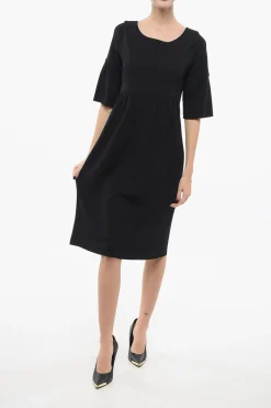 Discount Vestito a Maniche Corte con Gonna Plissé Donna Vestiti