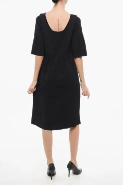 Discount Vestito a Maniche Corte con Gonna Plissé Donna Vestiti