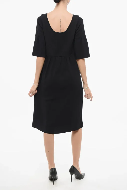 Discount Vestito a Maniche Corte con Gonna Plissé Donna Vestiti