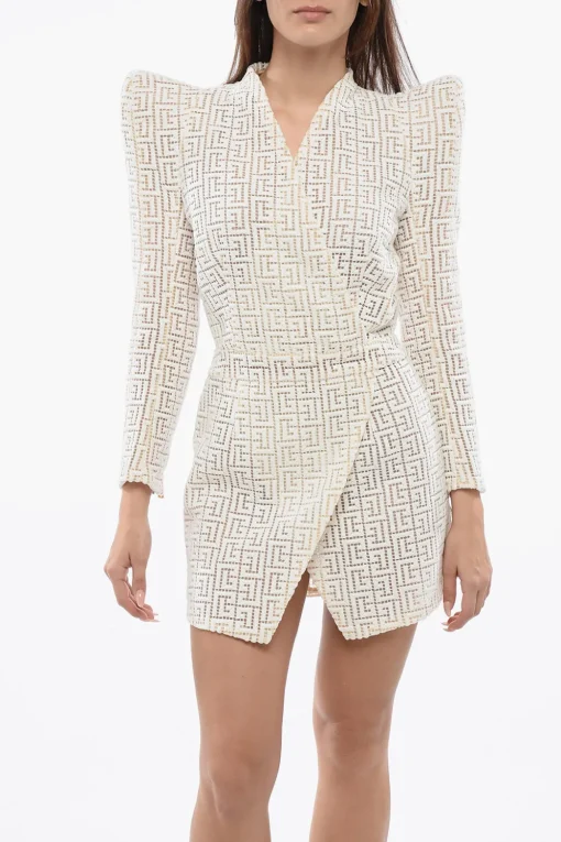 Vestito A Portafoglio Monogram Con Spalline Statement>Balmain Online