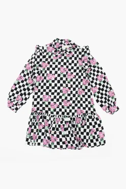 Online vestito a quadri con motivo floreale Abbigliamento