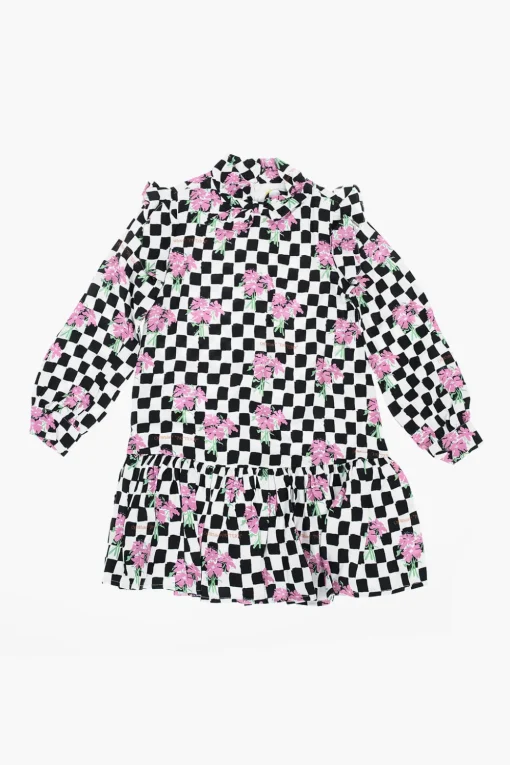 Online vestito a quadri con motivo floreale Abbigliamento