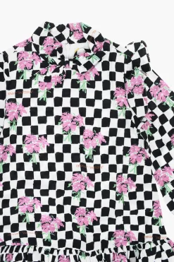 Online vestito a quadri con motivo floreale Abbigliamento