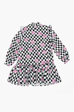 Online vestito a quadri con motivo floreale Abbigliamento