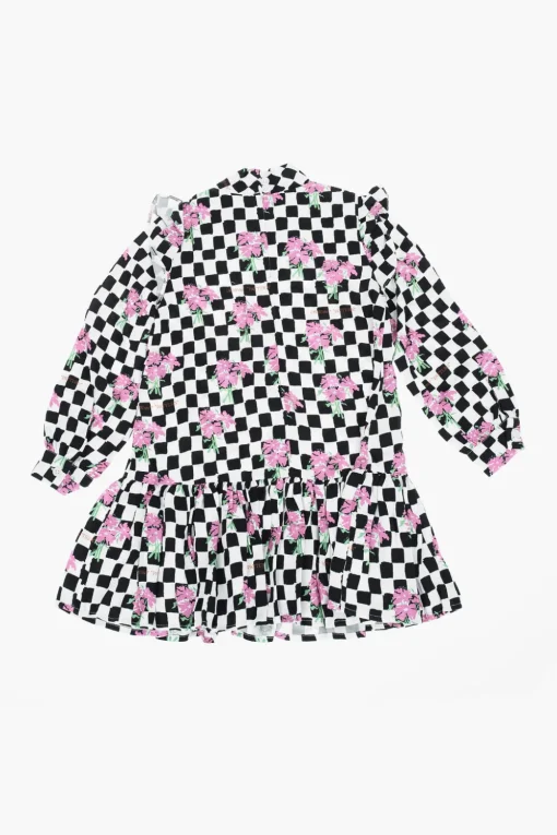 Online vestito a quadri con motivo floreale Abbigliamento