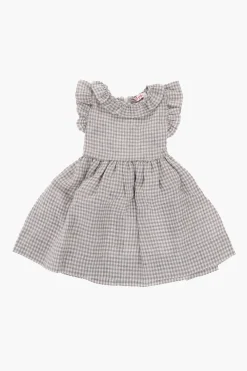 Online Vestito a Quadri in Lino con Fiocco sul Retro Abbigliamento